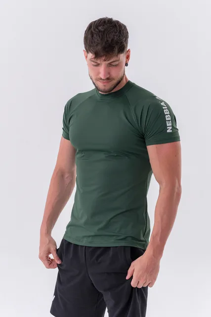 Nebbia Sportovní Fit tričko “Essentials” 326, XXL, tmavě zelená