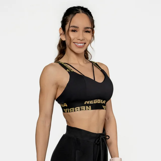 NEBBIA Sportovní podprsenka Intense Iconic Black/Gold