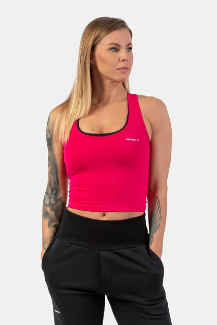 Nebbia Sportovní slim-fit crop tílko 422, M, růžová