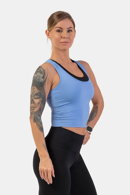 Nebbia Sportovní slim-fit crop tílko 422, XS, světle modrá