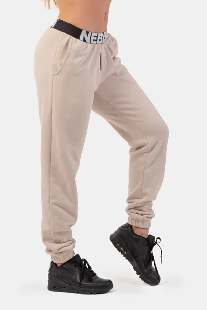 Nebbia Tepláky Iconic s elastickým pasem NEBBIA 408, L, cream