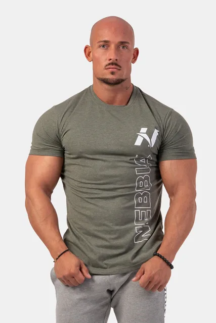 Nebbia Vertical Logo NEBBIA tričko 293, XL, khaki