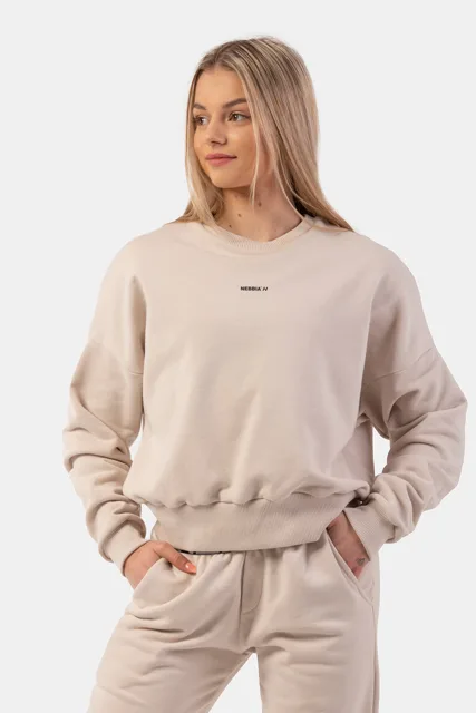 Nebbia Volná mikina přes hlavu „Feeling Good“ 420, M, cream
