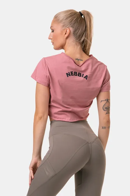 Nebbia Volný Fit & Sporty crop top 583, M, růžová