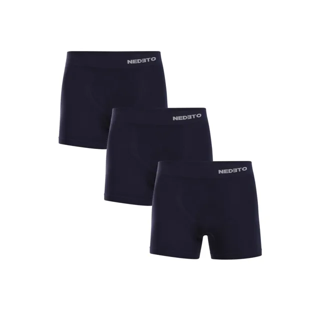 Nedeto 3PACK pánské boxerky bezešvé bambusové modré (3NDTB002S) XXL