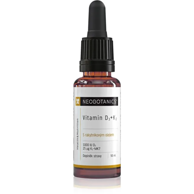 Neobotanics Vitamin D3 + K2 s rakytníkem kapky pro podporu imunity a optimální růst i vývin kostí 50 ml