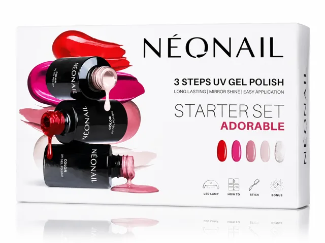 NEONAIL Adorable Starter Set – sada na gel lak manikúru s LED lampou 21W/48 Datum spotřeby: 06/26