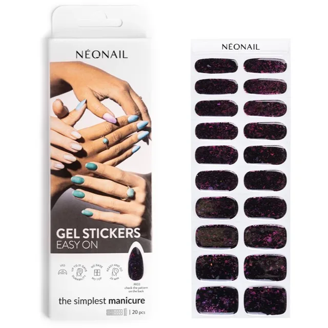 NEONAIL Easy On Gel Stickers nálepky na nehty s použitím UV/LED lampy odstín M03 20 ks