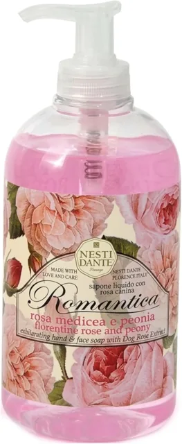 NESTI Dante Romantica Růže & Pivoňka, tekuté mýdlo 500 ml-(poškozený aplikátor)