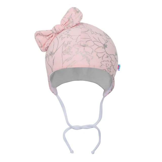 New Baby Kojenecká bavlněná čepička s mašličkou  NUNU růžová, vel. 74 (6-9m)