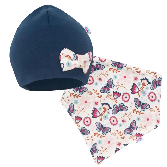 New Baby Kojenecká čepička s šátkem na krk  Missy modrá, vel. 74 (6-9m)