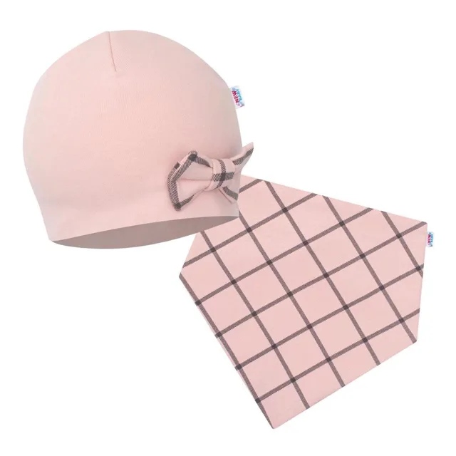 New Baby Kojenecká čepička s šátkem na krk  Missy růžová, vel. 86 (12-18m)