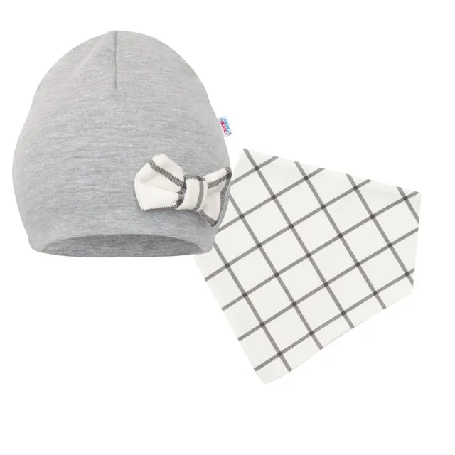 New Baby Kojenecká čepička s šátkem na krk  Missy šedá, vel. 68 (4-6m)