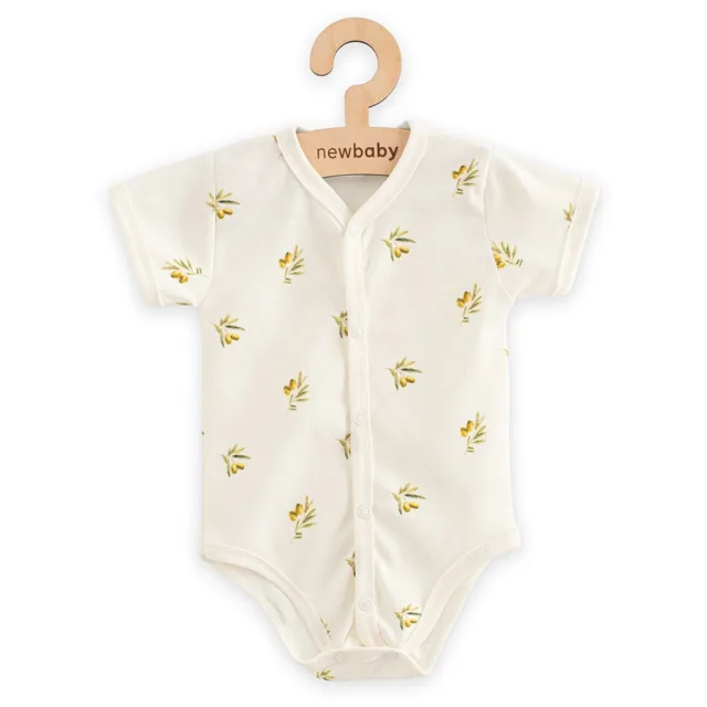 New Baby Kojenecké celorozepínací body s kr.m rukávem z org. bavlny Olivy, vel. 56 (0-3m)