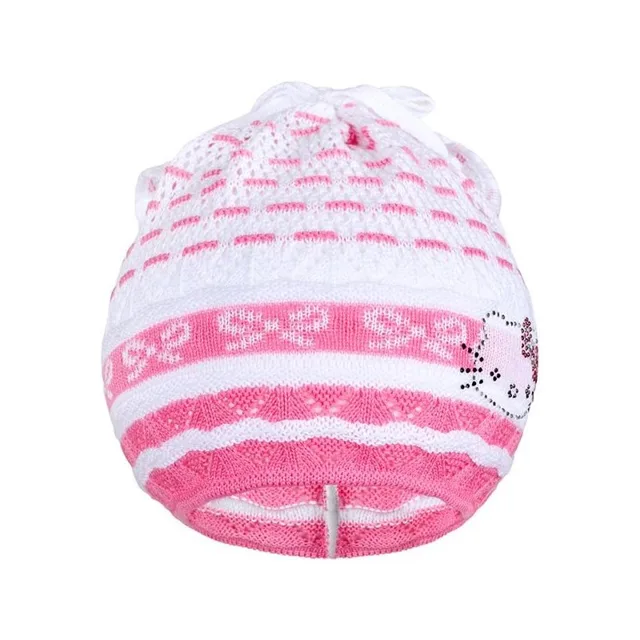 New Baby Pletená čepička-šátek  kočička růžová, vel. 104 (3-4r)