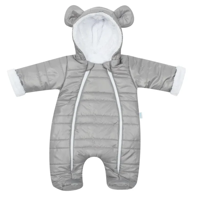 New Baby Zimní kojenecká kombinéza s kapucí a oušky Pumi grey, vel. 68 (4-6m)