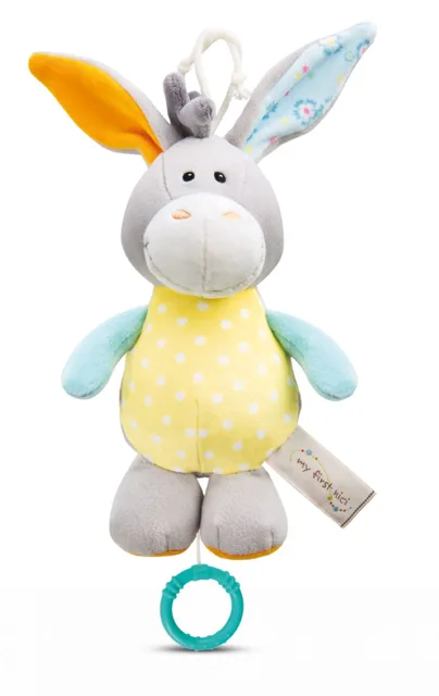 Nici MFN plyš Oslík na zavěšení s hracím strojkem, 18cm