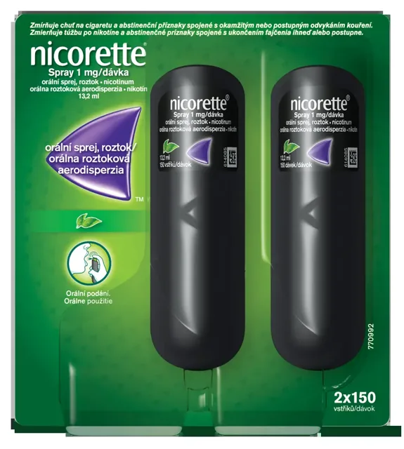 Nicorette spray 1 mg-dávka orm.spr. 2 x 13,2 ml 150 mg