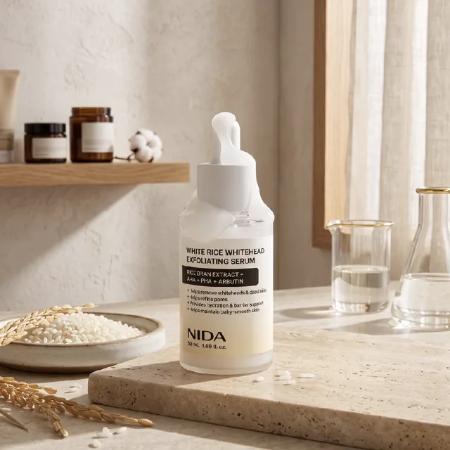 NIDA - White Rice Whitehead Exfoliating Serum - Exfoliační sérum s bílou rýží proti bílým tečkám - 50 ml