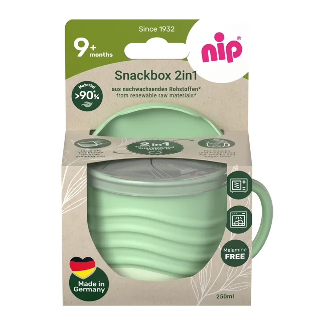 nip NATURE line snackbox 2v1, 1ks, 9m+, green