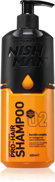 Nish Man NISHMAN Pro-Hair Shampoo Keratin Complex O2 400ml (poškozený aplikátor)