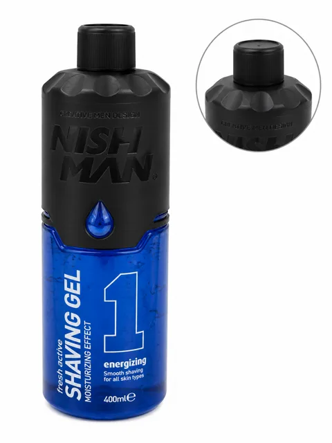 Nish Man Shaving Gel No.1 Energizing – hydratační gel na holení, 400 ml(poškozený aplikátor)