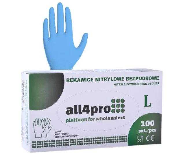Nitrilové rukavice All4Pro Supreme - 100 ks, modré, velikost L + dárek zdarma