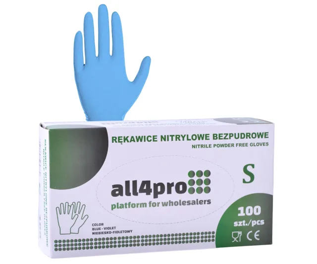 Nitrilové rukavice All4Pro Supreme - 100 ks, modré, velikost S + dárek zdarma