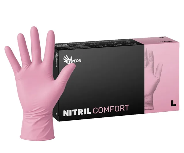 Nitrilové rukavice Espeon Nitril Comfort - 100 ks, růžové, velikost L (100035) + dárek zdarma