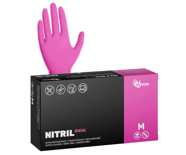 Nitrilové rukavice Espeon Nitril Ideal - 100 ks, magenta, velikost M (100197) + dárek zdarma