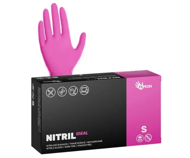 Nitrilové rukavice Espeon Nitril Ideal - 100 ks, magenta, velikost S (100196) + dárek zdarma