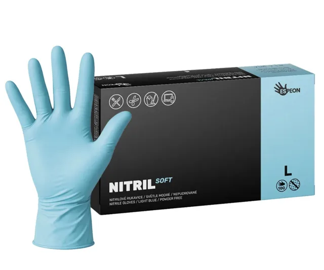 Nitrilové rukavice Espeon Nitril Soft - 100 ks, modré, velikost L (100140) + dárek zdarma