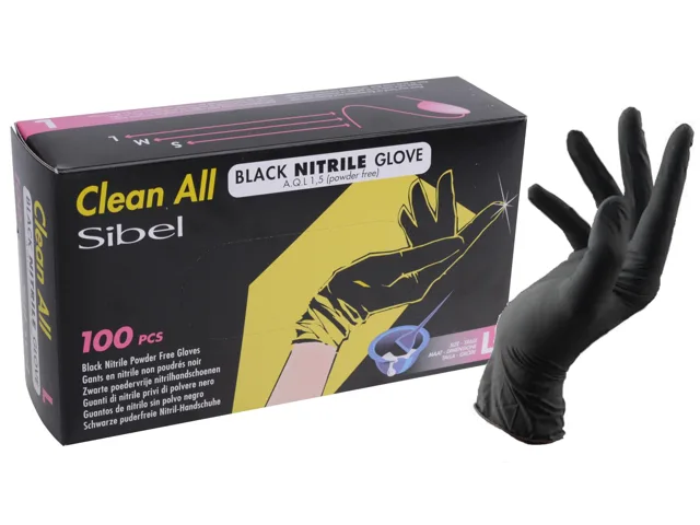 Nitrilové rukavice pro kadeřníky Sibel Clean All 100 ks - L (093400156) + dárek zdarma