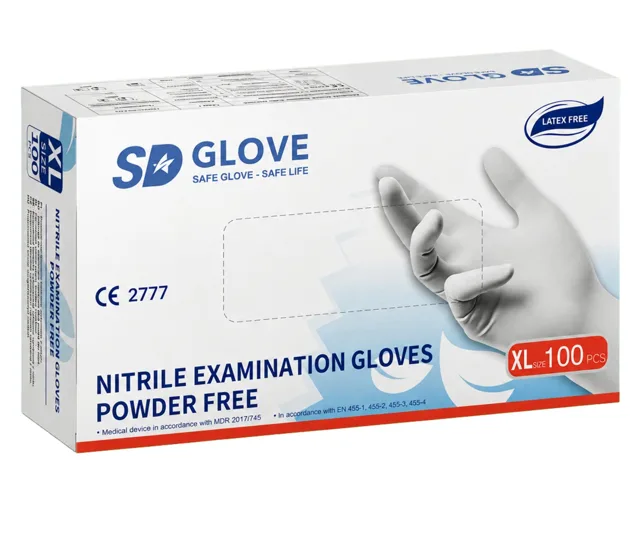 Nitrilové rukavice SD Glove Nitrile Examination Gloves - 100 ks, bílé, velikost XL (100526) + dárek zdarma