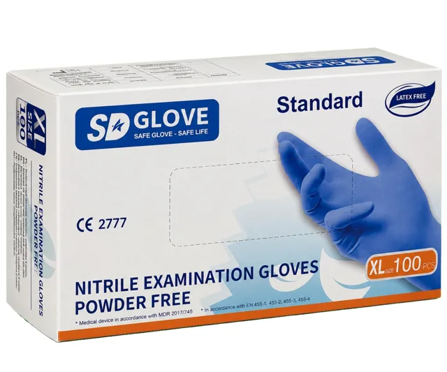 Nitrilové rukavice SD Glove Nitrile Examination Gloves - 100 ks, modré, velikost XL (100521) + dárek zdarma