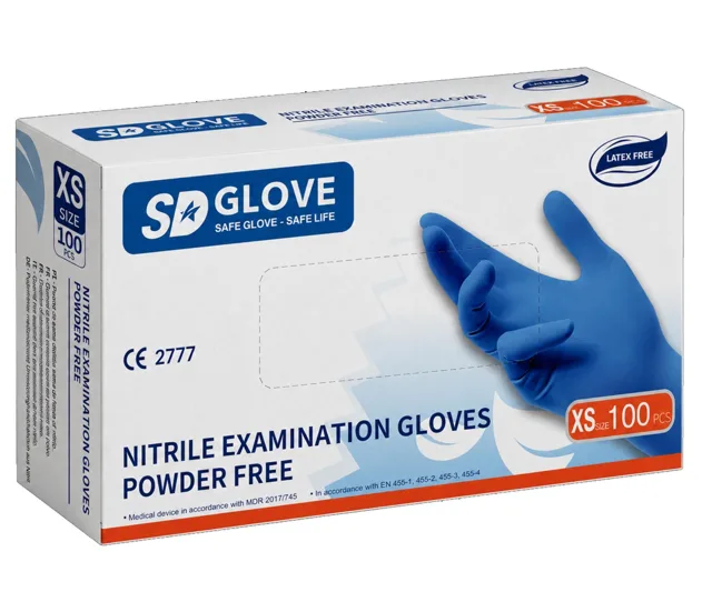 Nitrilové rukavice SD Glove Nitrile Examination Gloves  - 100 ks, modré, velikost XS (100522) + dárek zdarma