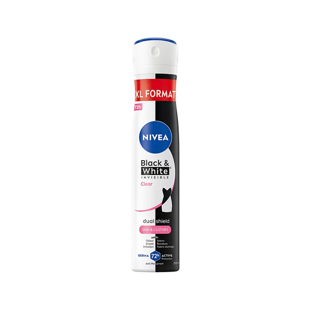 NIVEA Black&White Invisible Clear Antiperspirant sprej 200 ml