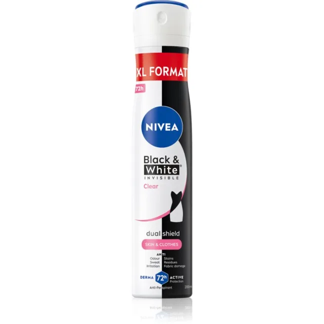 NIVEA Black & White Invisible Clear antiperspirant ve spreji pro ženy 200 ml