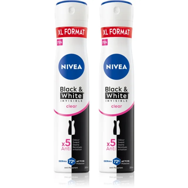 NIVEA Black & White Invisible Clear antiperspirant ve spreji výhodné balení