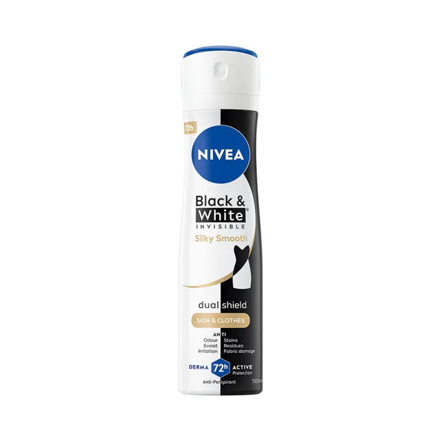 Nivea Black & White Invisible Silky Smooth antiperspirant ve spreji 150 ml