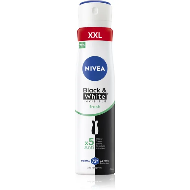 NIVEA Invisible Black & White Fresh antiperspirant ve spreji pro ženy 250 ml