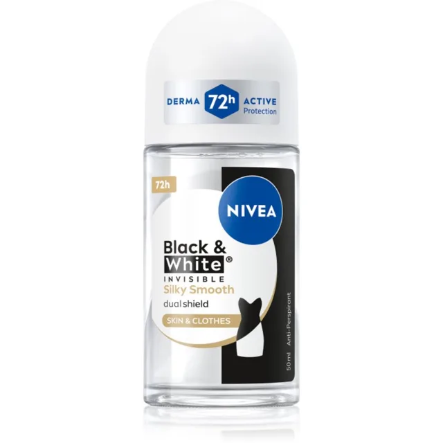 NIVEA Invisible Black & White Silky Smooth kuličkový antiperspirant pro ženy 50 ml