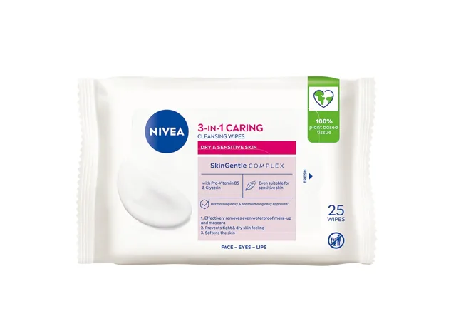 Nivea Jemné pleťové ubrousky pro suchou až citlivou pleť 25 ks