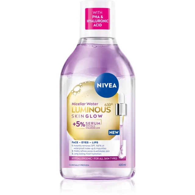 NIVEA Luminous Skin Glow čisticí micelární voda pro rozjasnění pleti 400 ml
