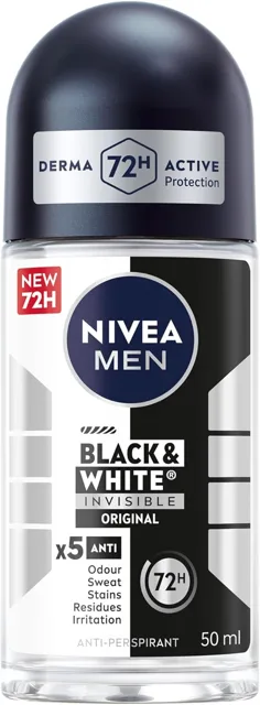 NIVEA MEN Black & White Invisible antiperspirant roll-on 5v1 50 ml