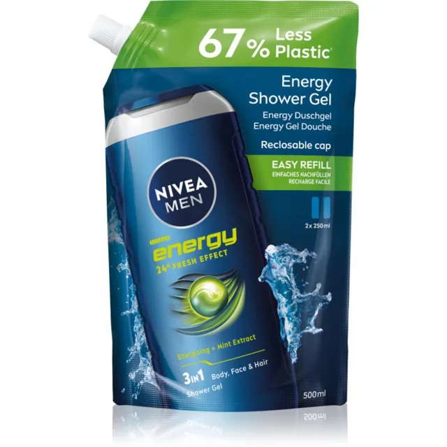 NIVEA MEN Energy sprchový gel pro muže – náhradní náplň 500 ml