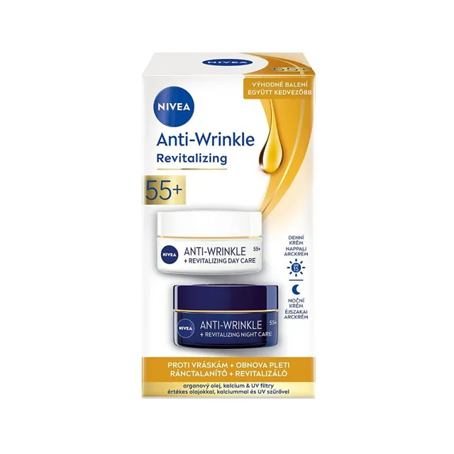 NIVEA Obnovující denní a noční krém proti vráskám 55+ 2x 50 ml