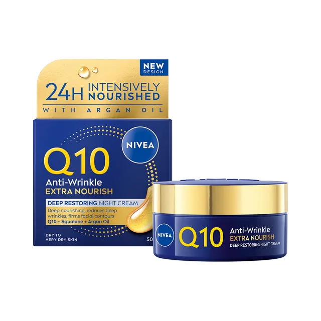 Nivea Q10 Extra Nourish Anti-Wrinkle výživný noční krém proti vráskám 50 ml