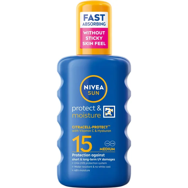 Nivea Sprej na opalování SPF 15 Sun (Moisturising Sun Spray) 200 ml