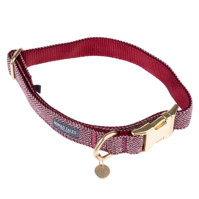 Nomad Tales Calma obojek burgundy - vhodné vodítko: délka 200 cm, šířka 20 mm
